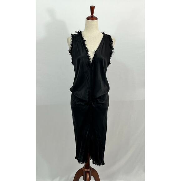 JAGA Sz 1 S Small Black Mykonos Satin Sleeveless Midi Dress - Picture 2 of 11